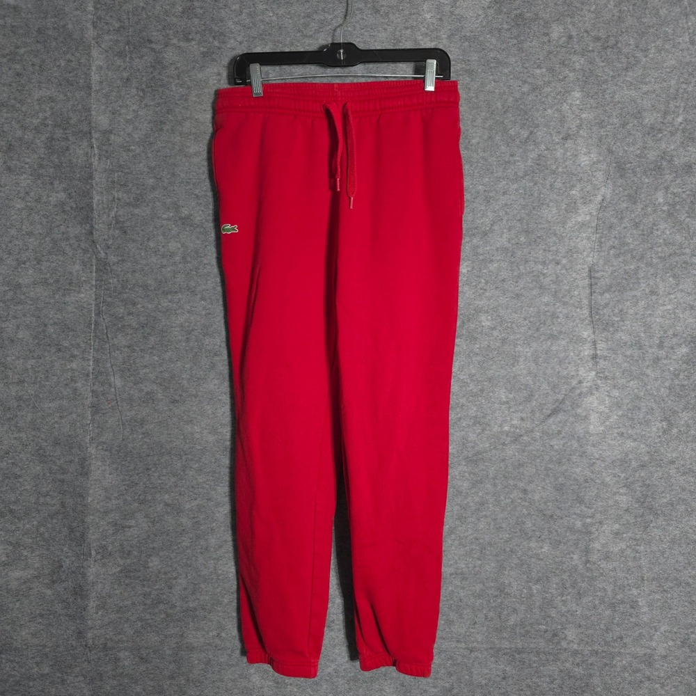 Lacoste Sport Jogger Sweatpants Mens 32x30 Red Fleece Athletic Comfort Lounge UV